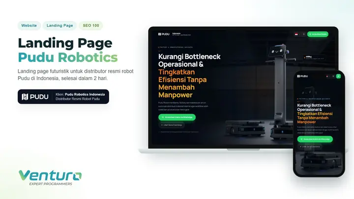 Landing Page Distributor Robot Pudu: SEO 100, Jadi 2 Hari