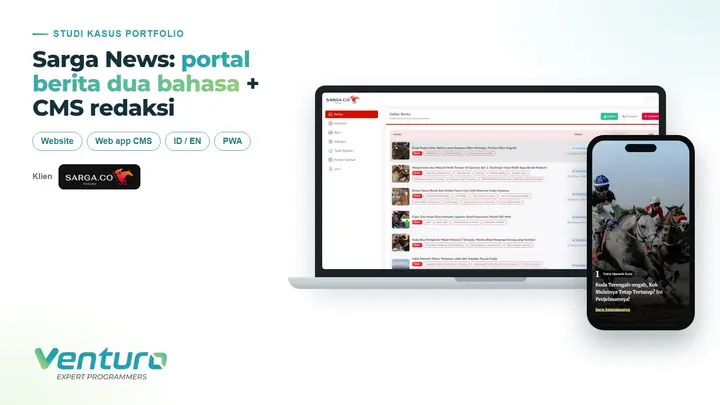 Website Berita Sarga News: Portal Dua Bahasa + CMS