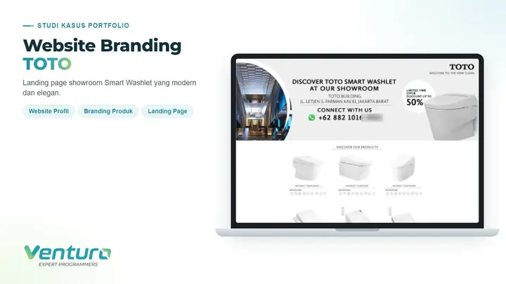 Website Profil TOTO: Branding Smart Washlet yang Elegan